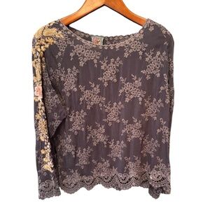 Women's, JOHNNY WAS MAUDE BLOUSE, Size XL. Color: Gray